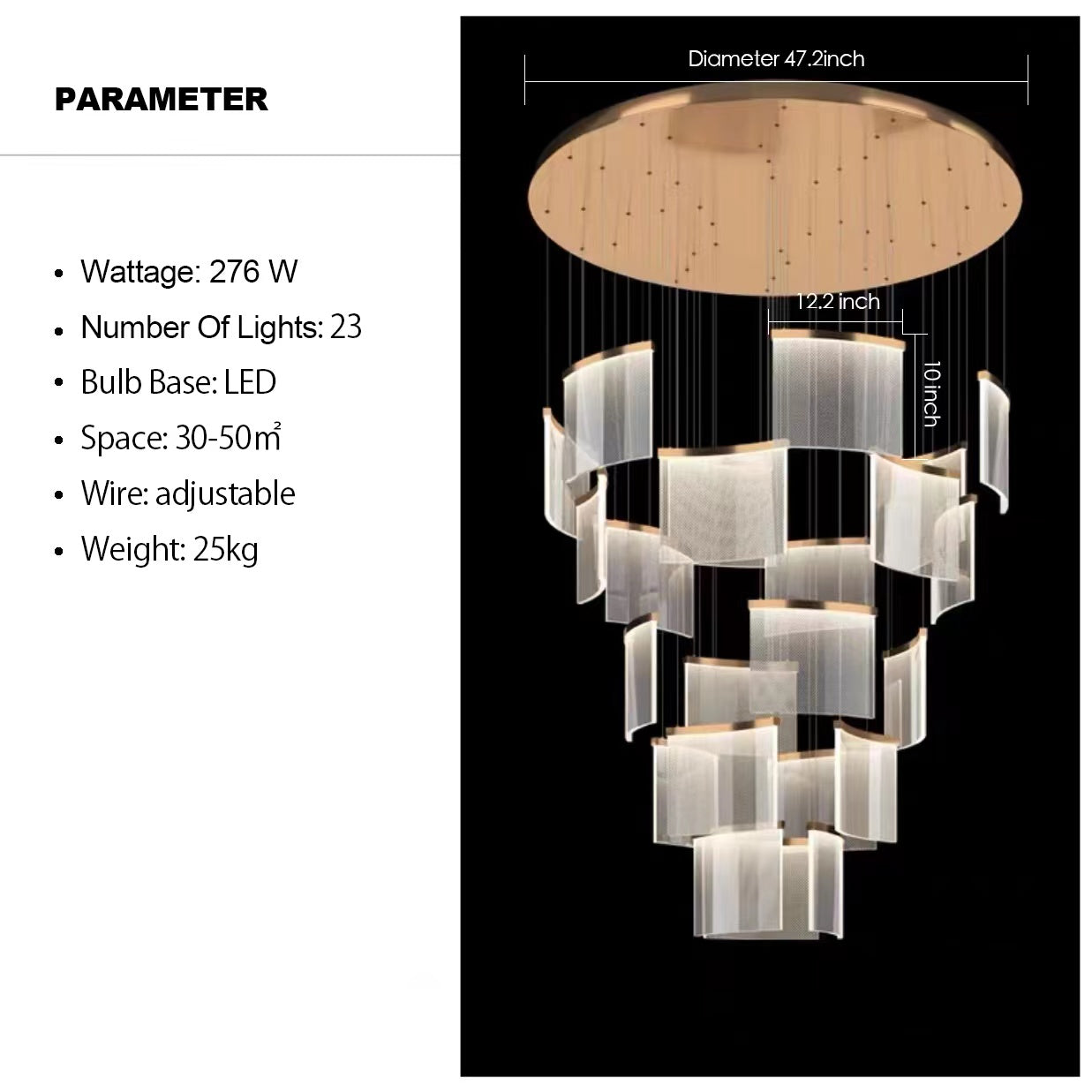 Designer Tile Chandelier For Foyer And High Ceiling Living Room-Briglighting