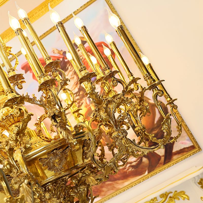 69X89 Inch 57 Lights Oversized Baroque Style Antique Copper Chandelier-Briglighting