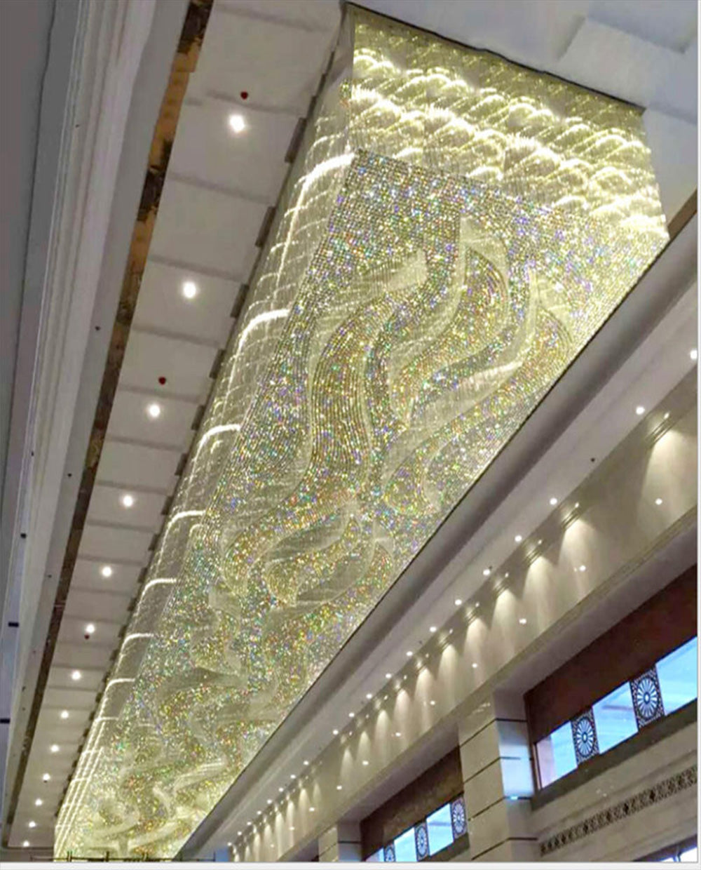 72X120 Inch Custom Made Extra Large Rectangle Flush Mounted Crystal Chandelier for Event Hall-Briglighting