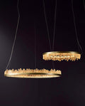 36 Inch Round Modern Chandelier Brass & Clear Geode Quartz Crystal Hanging Light-Briglighting