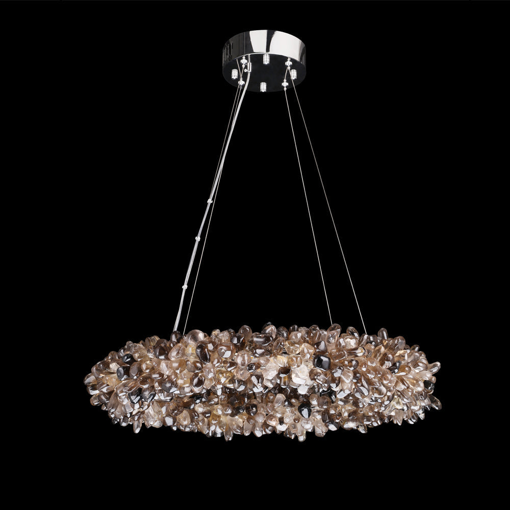 Multiple Size Modern Smoky Rock Crystal Halo LED Chandelier Pendant Light-Briglighting