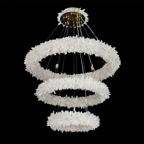 (24+36+48) Inch 3 Tiers Modern Geode Quartz Crystal LED Ring Chandelier-Briglighting
