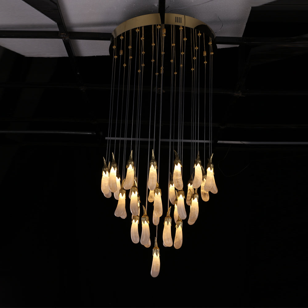 22X47 Inch 32 Rock Crystal Long-eggplants Pendant Modern LED Chandelier-Briglighting