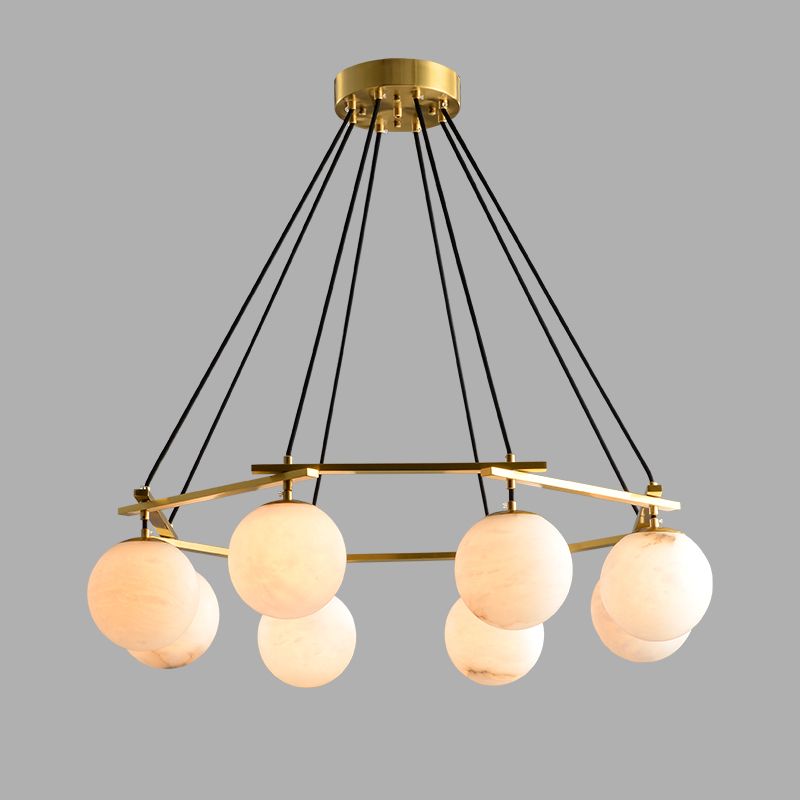 Alabaster Modern Round Ball Chandelier-chandeliers for dining room,chandeliers for stairways,chandeliers for foyer,chandeliers for bedrooms,chandeliers for kitchen,chandeliers for living room-Briglighting