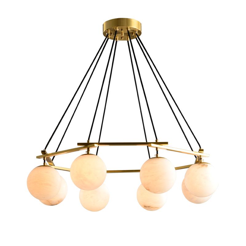 Alabaster Modern Round Ball Chandelier-chandeliers for dining room,chandeliers for stairways,chandeliers for foyer,chandeliers for bedrooms,chandeliers for kitchen,chandeliers for living room-Briglighting