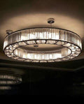 72 Inch Round Semi Flush Mounted Chandelier Big Modern Crystal Chandelier for Event Hall-Briglighting