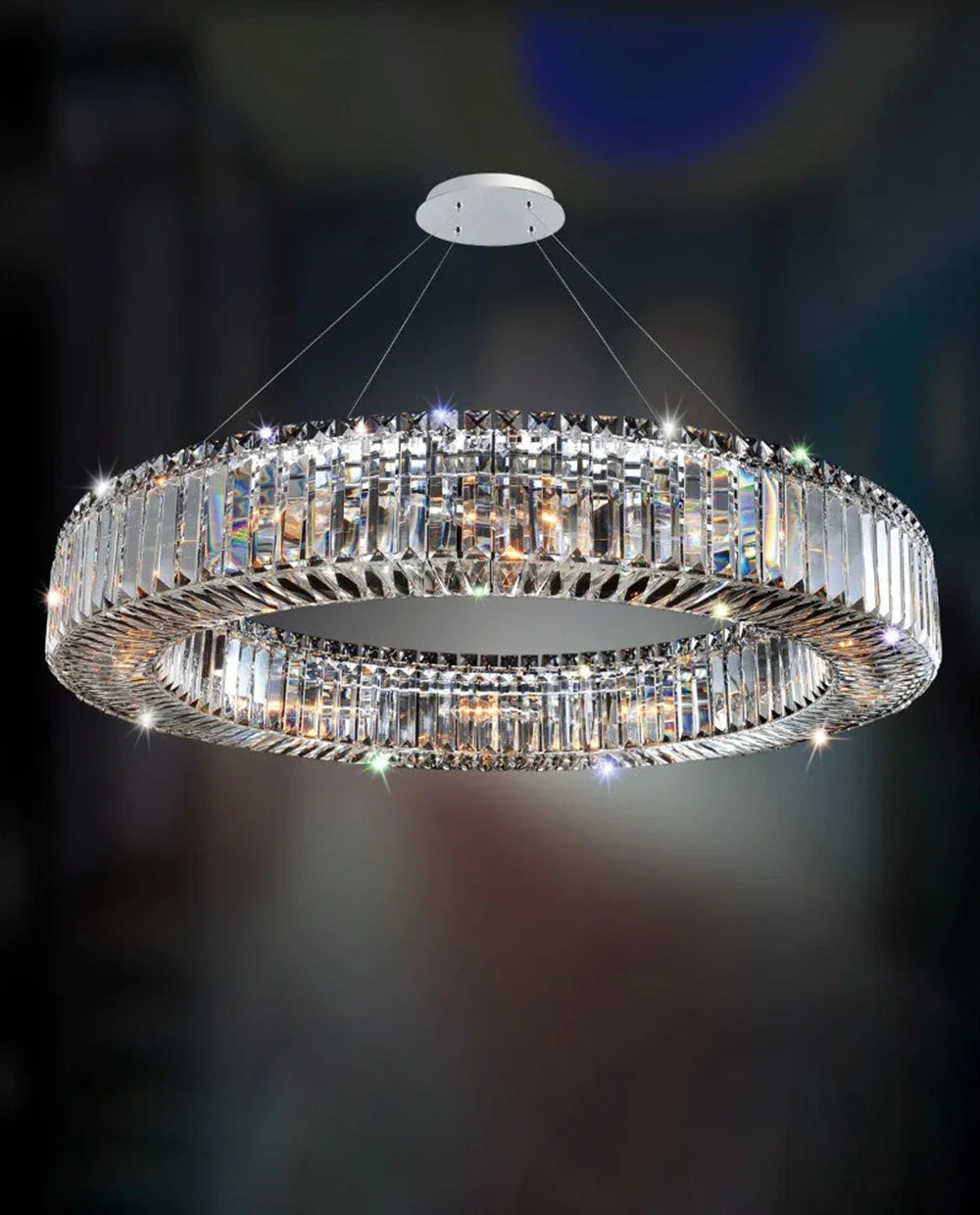 36 Inch Round Ring Chandelier Modern Crystal Chandelier for Bedroom-Briglighting