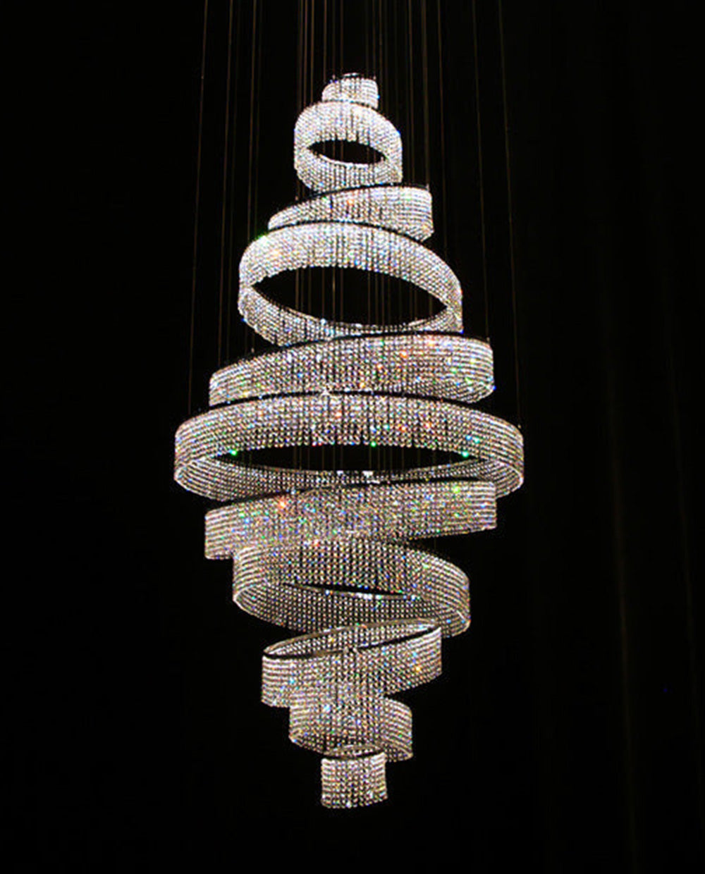 11 Crystal Ring Chandelier for High Ceilings 36X118 Inch Modern Staircase Chandelier Lighting-Briglighting