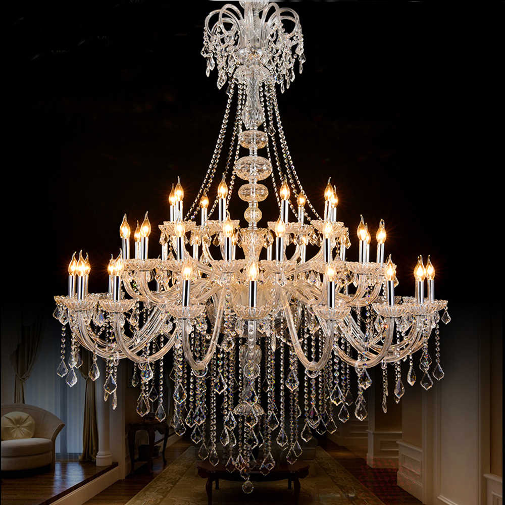 59X75 Inch 3 Tiers Candle Style Crystal Chandelier 45 Lights Big Chandelier for Living Room-Briglighting