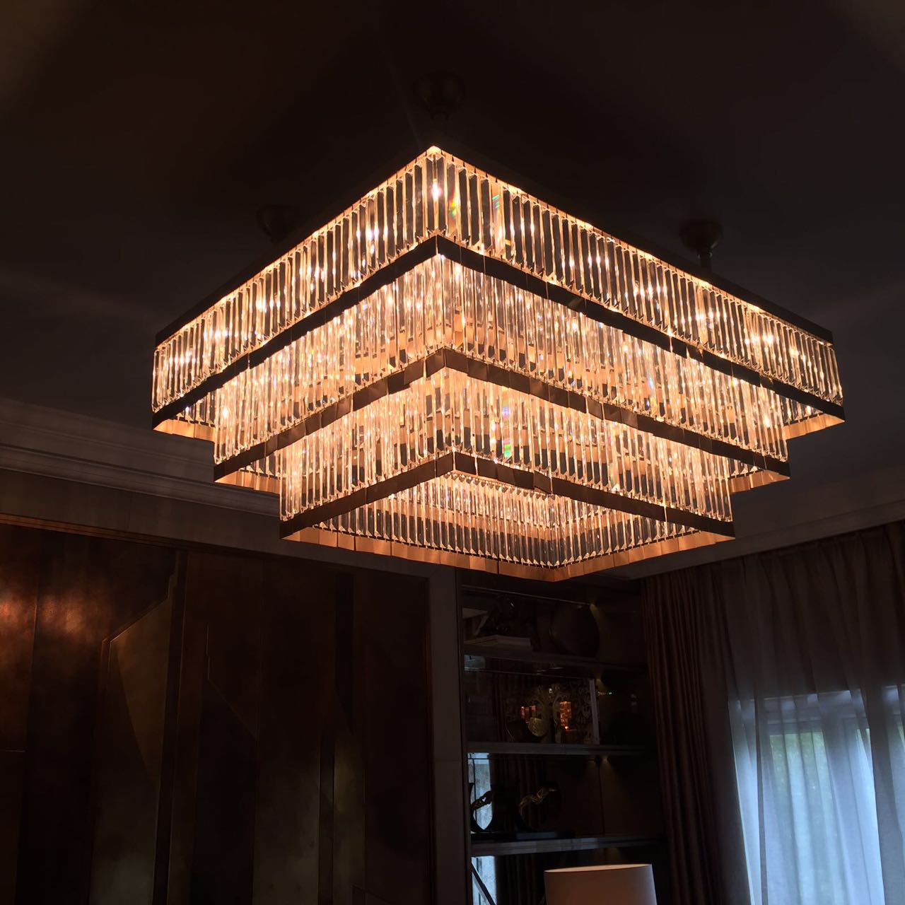 39X51 Inch Rectangle Flush Mounted Modern Gold Chandelier for Dining Room-Briglighting