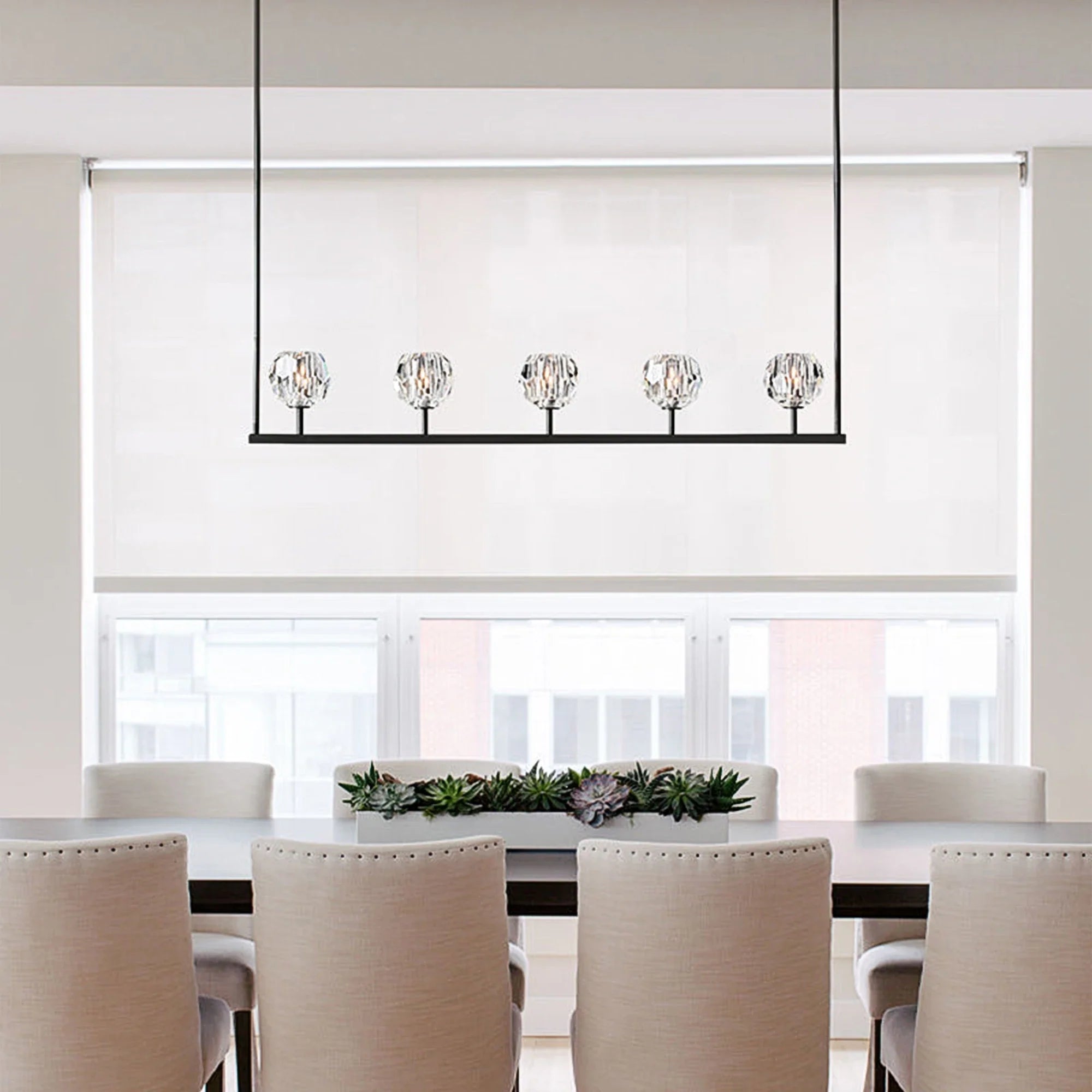 Boule De Cristal Clear Glass Linear Chandelier 48", 60"