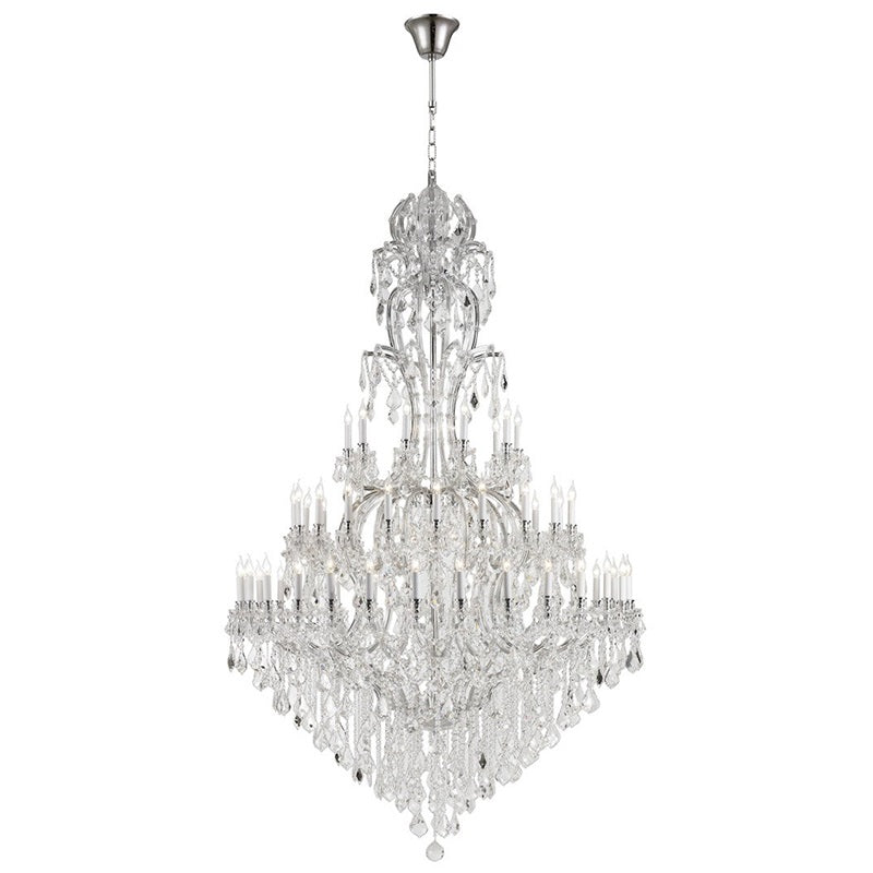 77X124 Inch Huge High Ceiling Chandelier 72 Lights Elegant Large Chrome Maria Theresa Crystal Chandelier-Briglighting