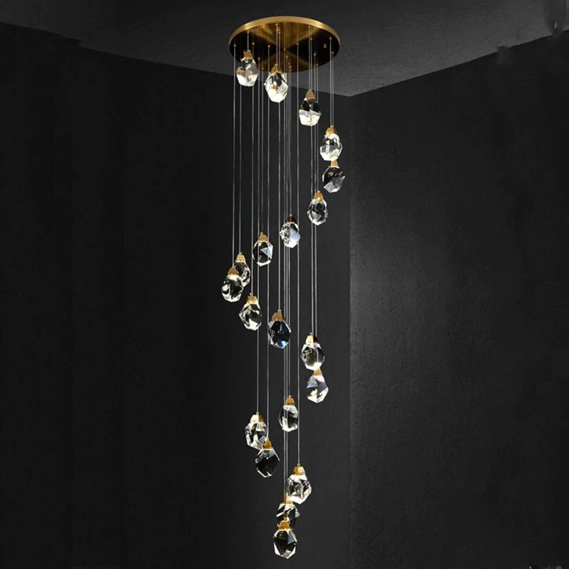 20 Lights Modern Crystal Lighting 79'' Long Spiral Staircase Chandelier-Briglighting