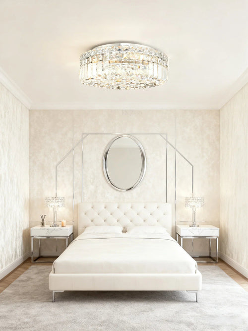 16'' Round Flush Mounted Chandelier Modern Crystal Ceiling Light-吸顶灯-Briglighting