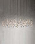 70'' Linear Chandelier Modern Glass Teardop Dining Room Chandelier in Brass-Briglighting
