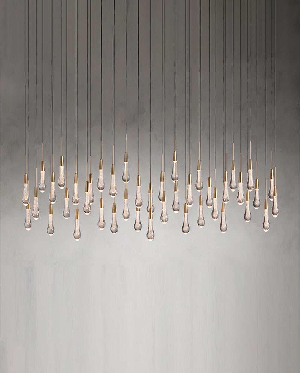 70'' Linear Chandelier Modern Glass Teardop Dining Room Chandelier in Brass-Briglighting