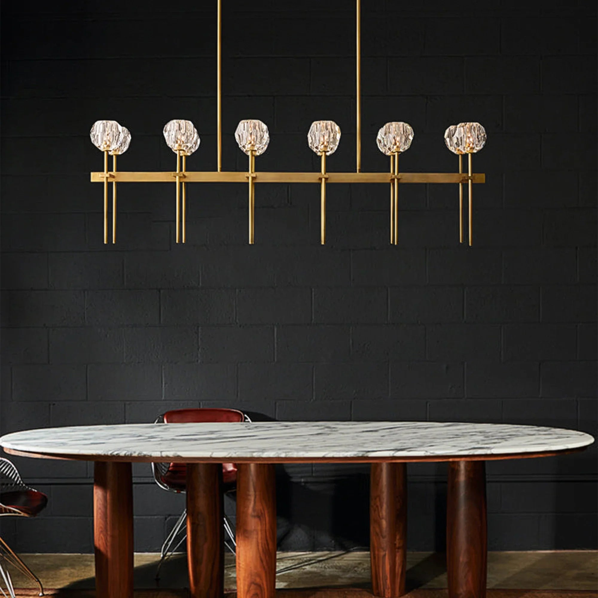 Boule De Cristal Double Linear Chandelier 60"