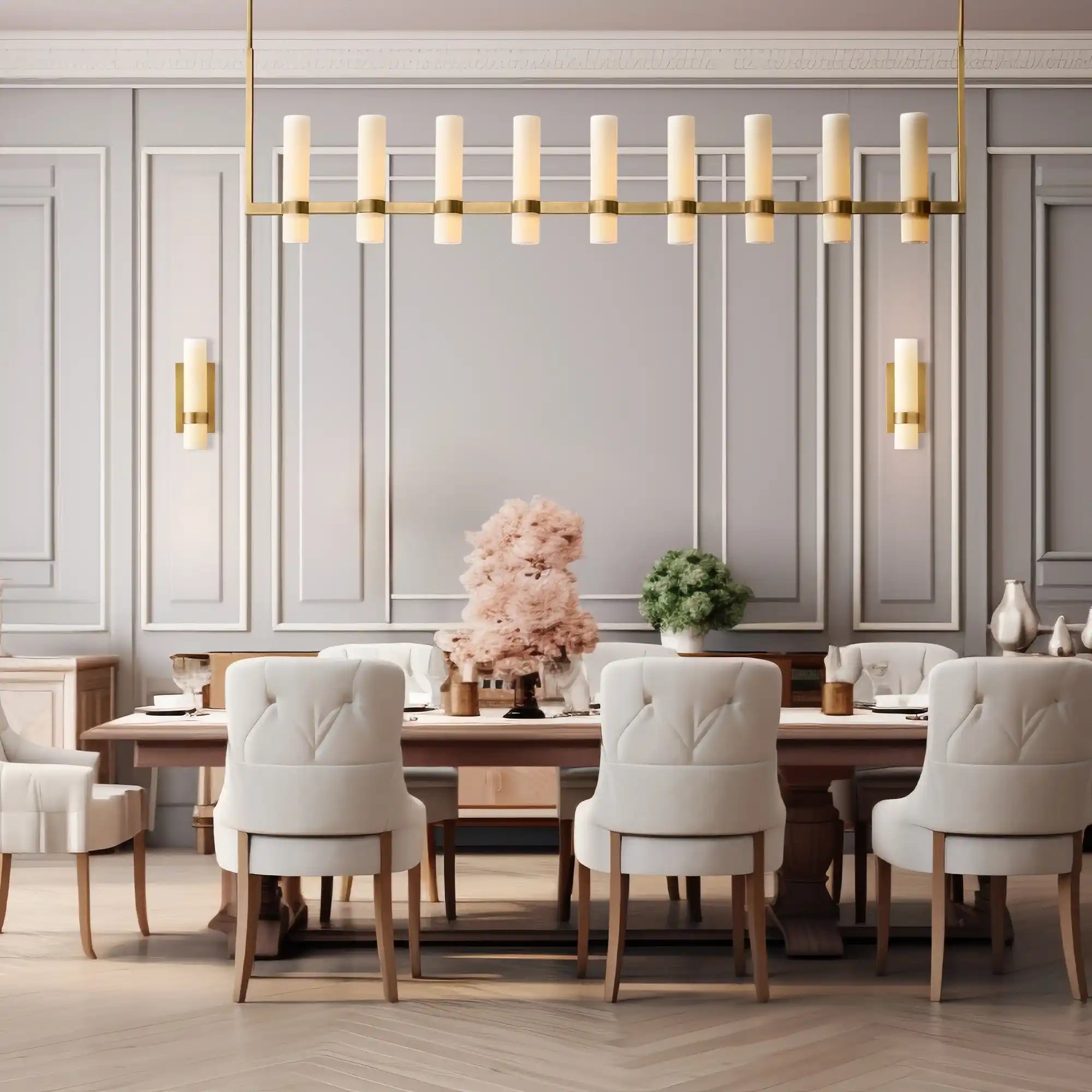 Ravelle Linear Milk Glass Chandelier 59", 71"