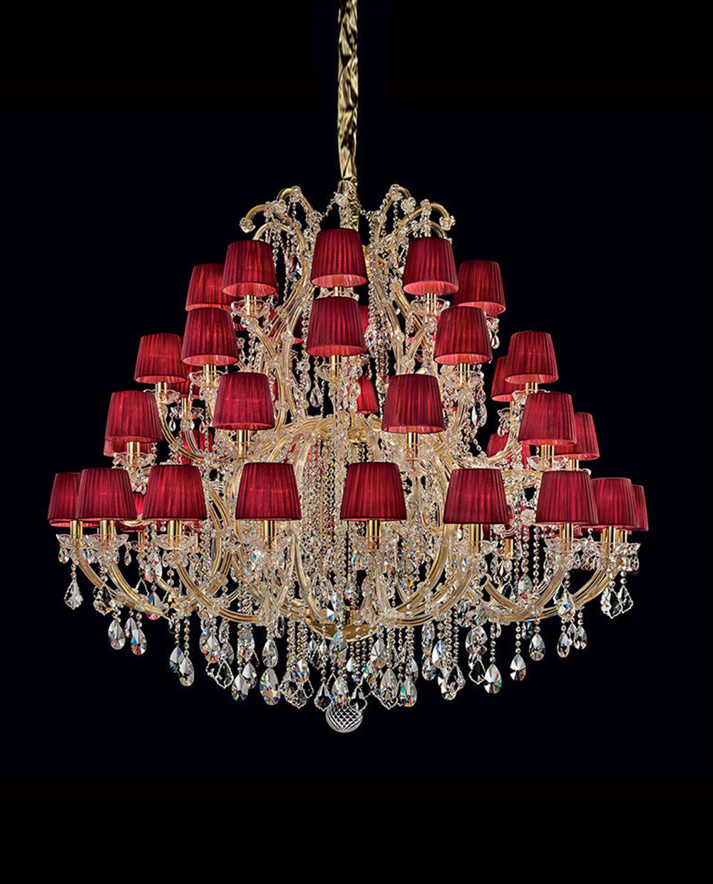 50 Lights Tiered Chandelier 63X61 Inch Large Gold Crystal Chandelier Lighting-Briglighting