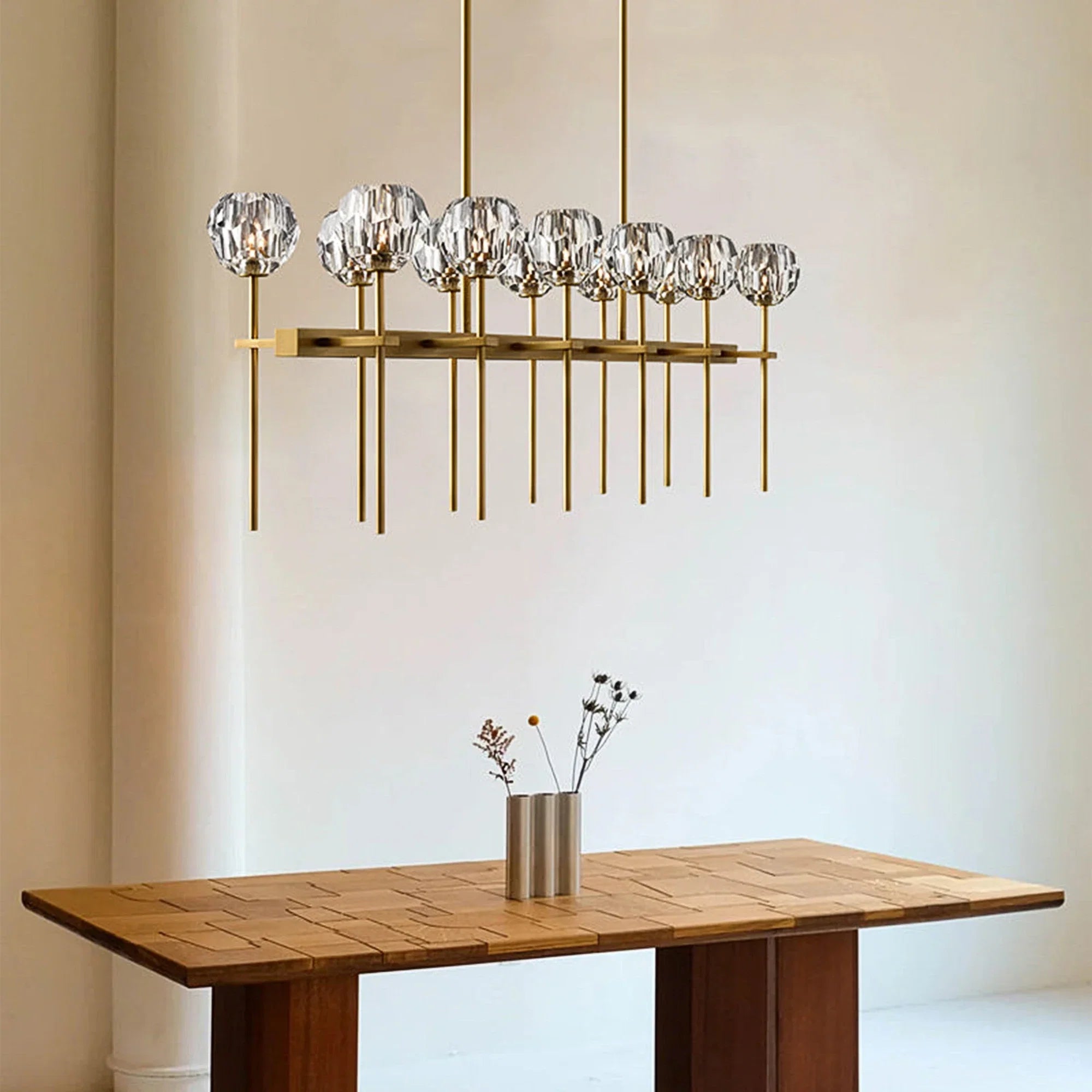 Boule De Cristal Double Linear Chandelier 60"