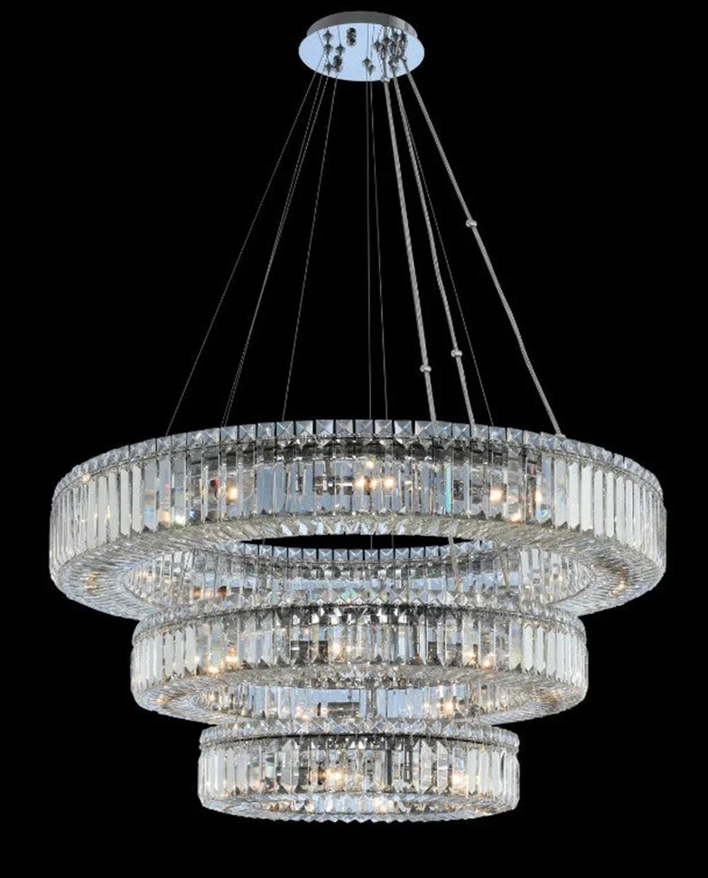 (18+26+36) Inch Round Crystal Chandelier Three Tiers Modern Chandelier for Living Room-Briglighting
