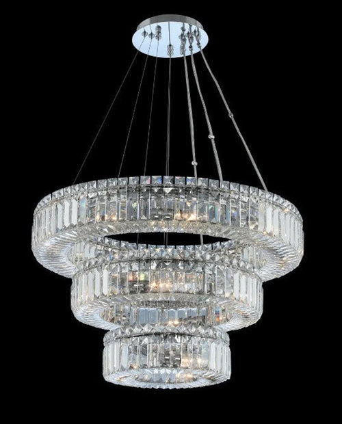 (12+18+26) Inch Round Crystal Chandelier Three Tiers Suspended Modern Chandelier-Briglighting