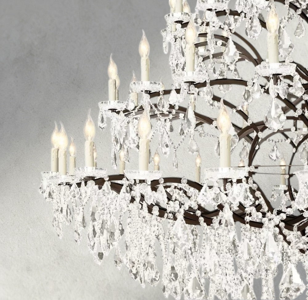 19th C. Rococo Iron & Crystal Round Chandelier 18", 28", 33", 40", 60", 101"-chandelier-Briglighting
