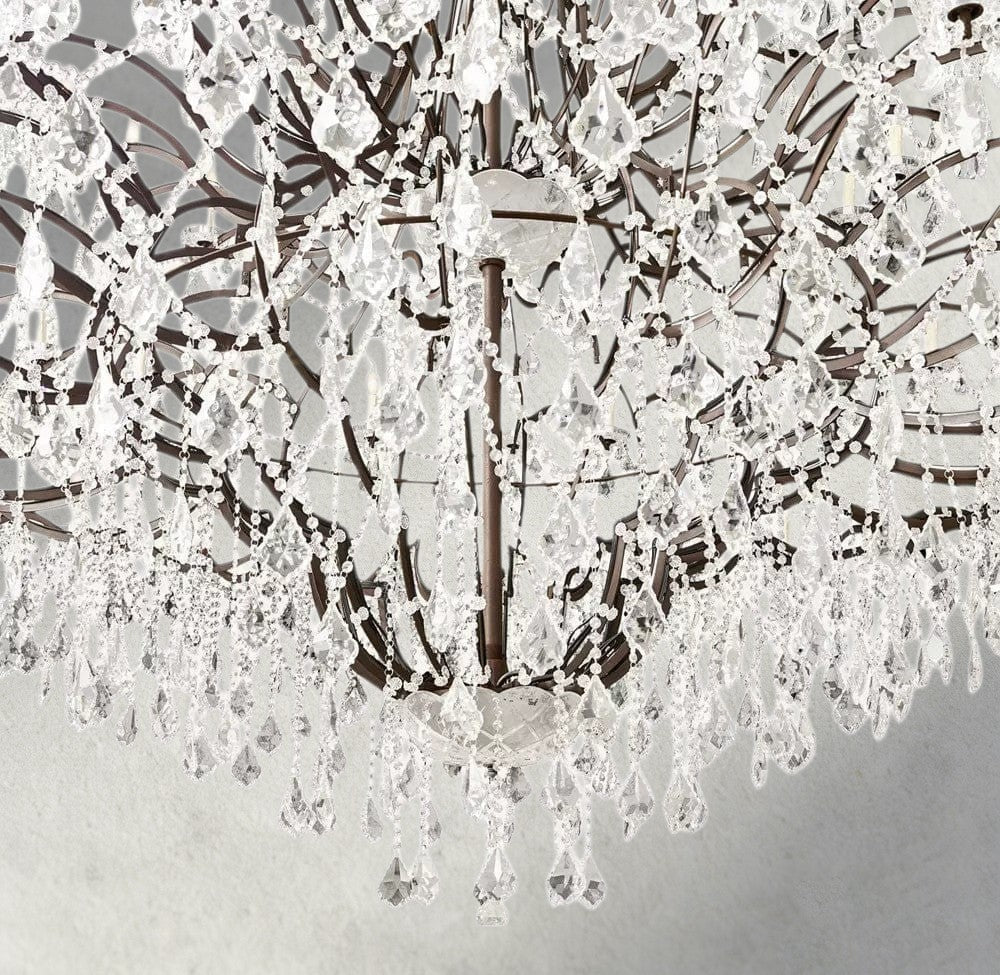 19th C. Rococo Iron & Crystal Round Chandelier 18", 28", 33", 40", 60", 101"-chandelier-Briglighting