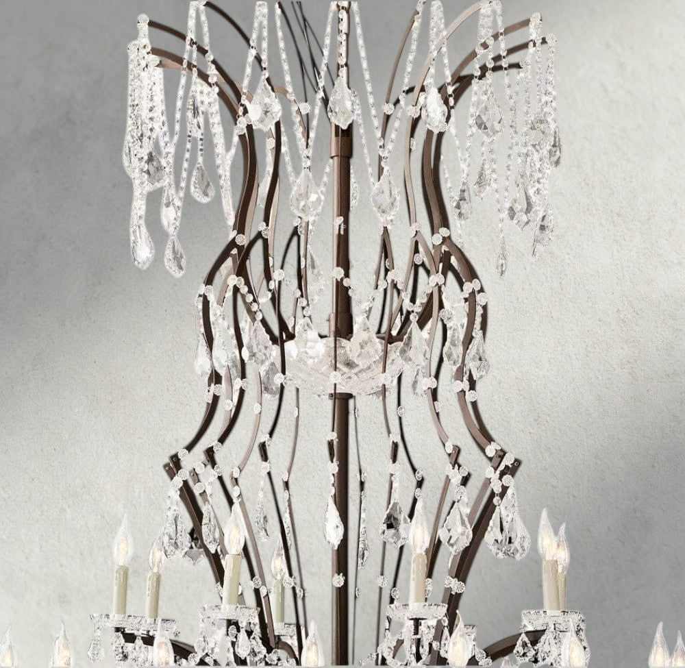 19th C. Rococo Iron & Crystal Round Chandelier 18", 28", 33", 40", 60", 101"-chandelier-Briglighting