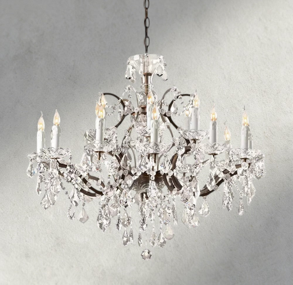 19th C. Rococo Iron & Crystal Round Chandelier 18", 28", 33", 40", 60", 101"-chandelier-Briglighting
