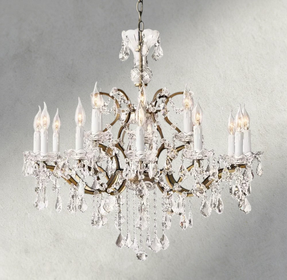 19th C. Rococo Iron & Crystal Round Chandelier 18", 28", 33", 40", 60", 101"-chandelier-Briglighting