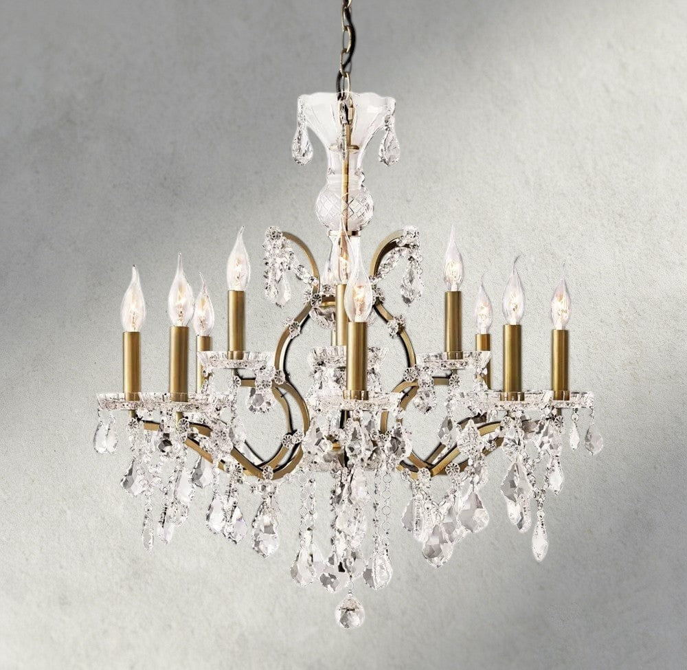19th C. Rococo Iron & Crystal Round Chandelier 18", 28", 33", 40", 60", 101"-chandelier-Briglighting