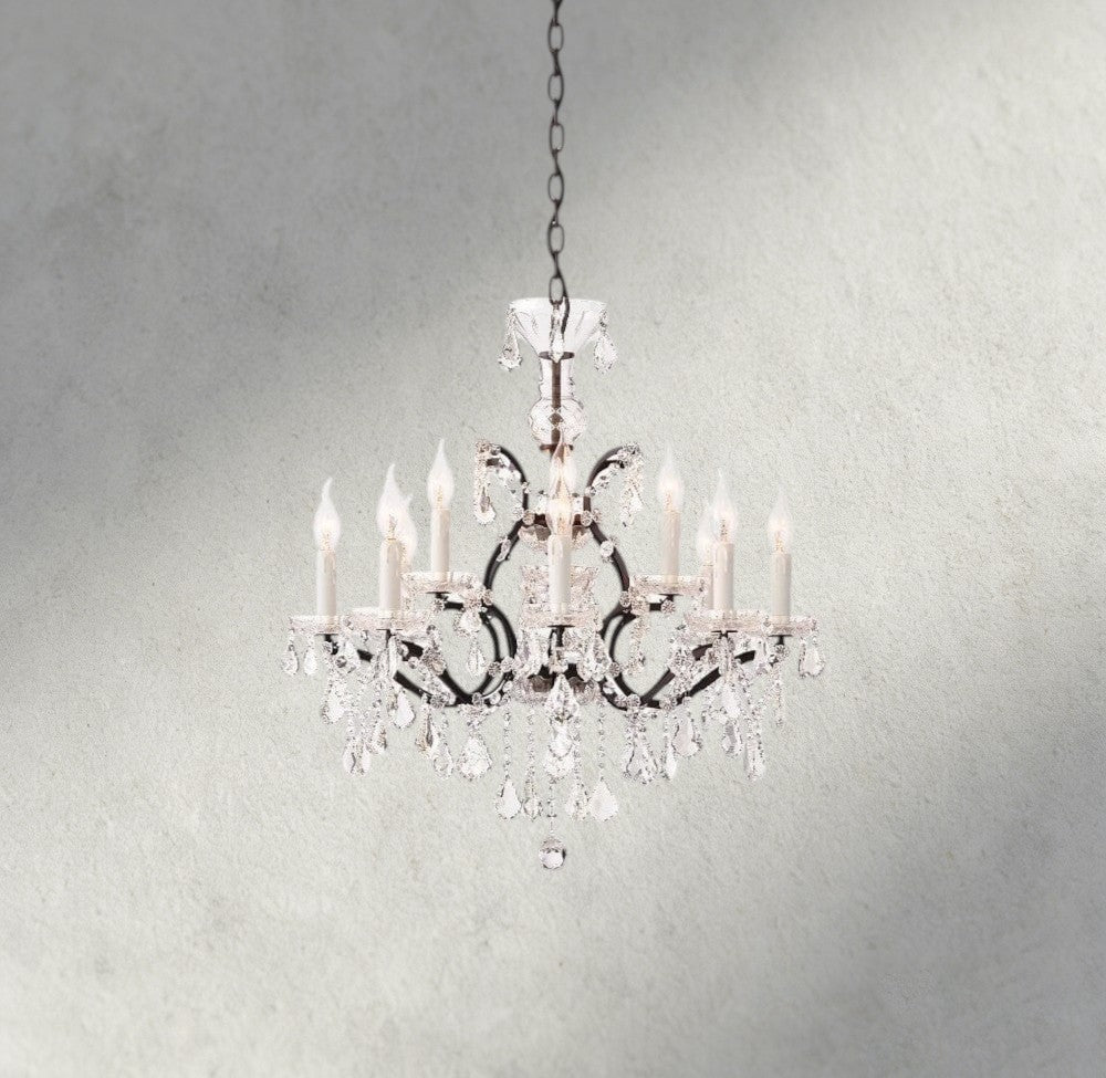 19th C. Rococo Iron & Crystal Round Chandelier 18", 28", 33", 40", 60", 101"-chandelier-Briglighting