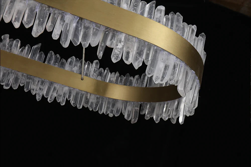 Double Round Rings Quartz Crystal Chandelier Hanging Modern Chandelier for Living Room-Briglighting