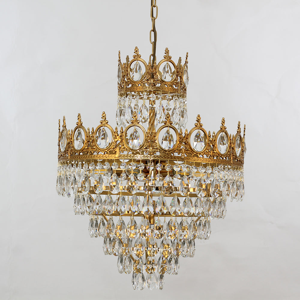 18 Inch Small Crystal Chandelier for Extrance Empire Style Brass Chandelier-Briglighting