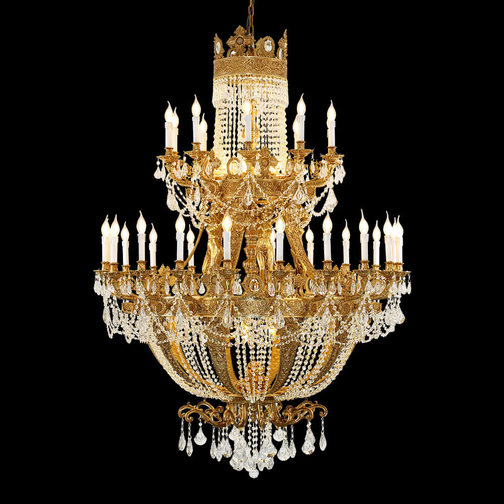 51X67 Inch 42 Lights Big French Empire Brass and Crystal Chandelier for Foyer-Briglighting