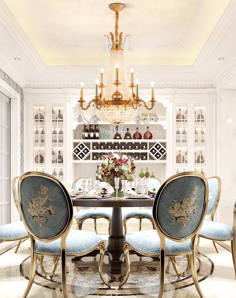 28X35 Inch 12 Lights French Empire Brass and Crystal Chandelier-Briglighting