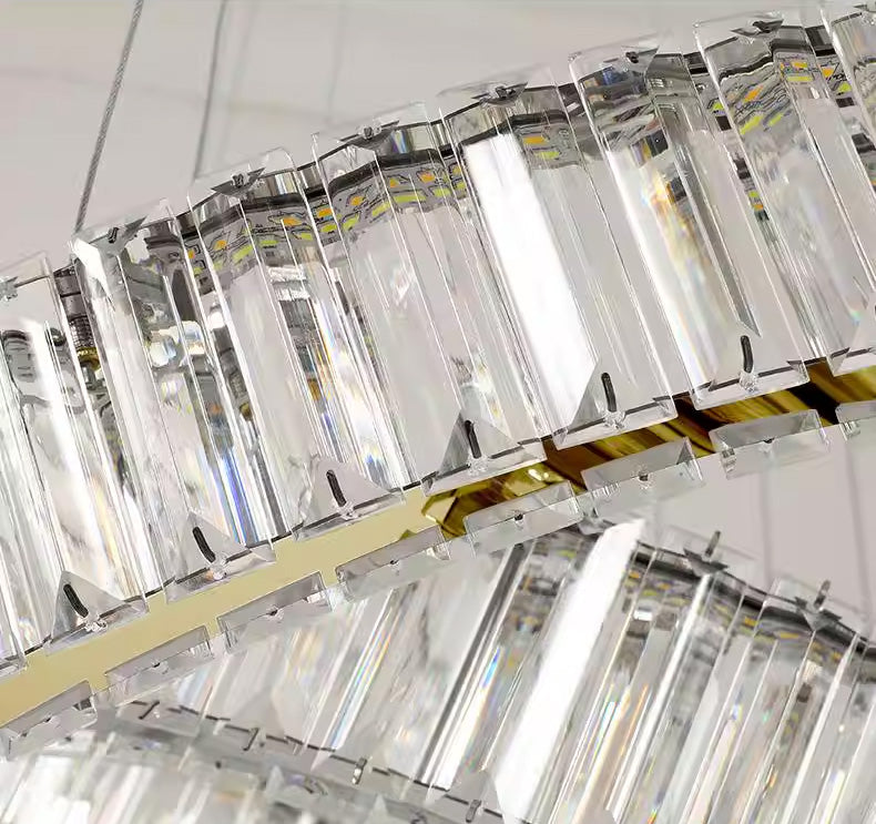 Custom Made 59'' Three Crystal Ring LED Chandelier Large Modern Chandelier for Hotel Lobby-Briglighting