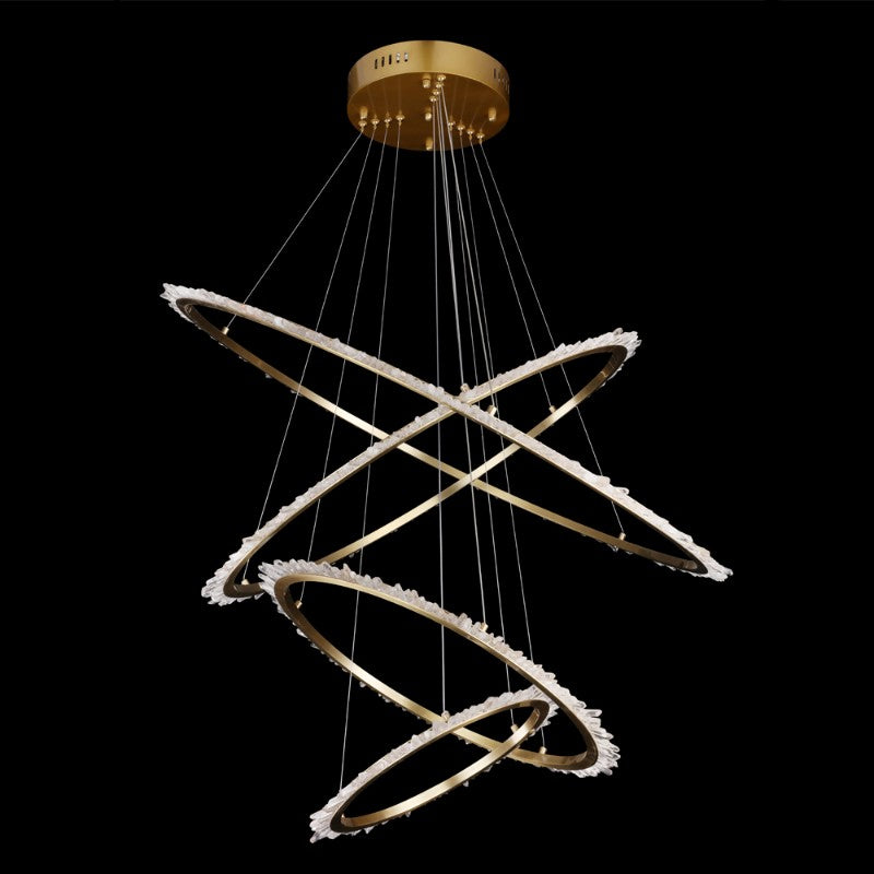 (16+24+31.5+40) Inch 4 Rings Quartz Crystal Chandelier Modern Suspended Hanging Light-Briglighting