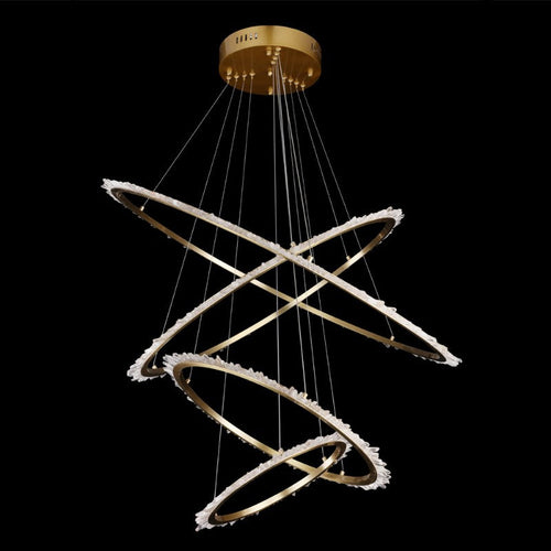 (16+24+31.5+40) Inch 4 Rings Quartz Crystal Chandelier Modern Suspended Hanging Light-Briglighting