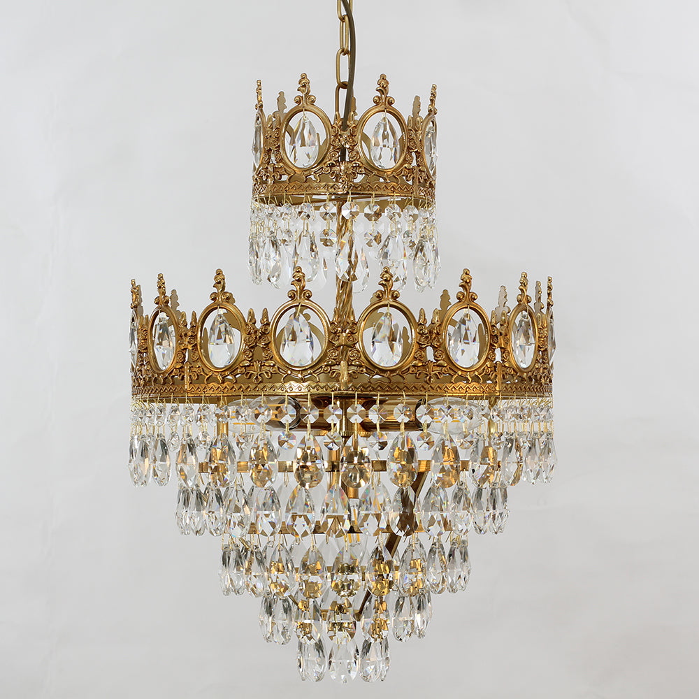 9 Inch Mini Kitchen Island Pendant Light Empire Style Brass Crystal Pendant Lighting-Briglighting