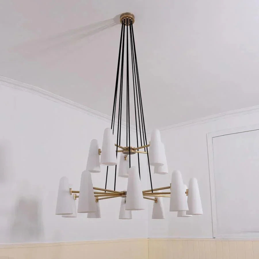 2 - Tier White Porcelain Round Chandelier - Briglighting