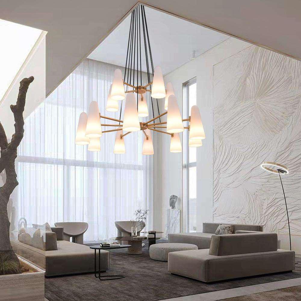 2 - Tier White Porcelain Round Chandelier - Briglighting