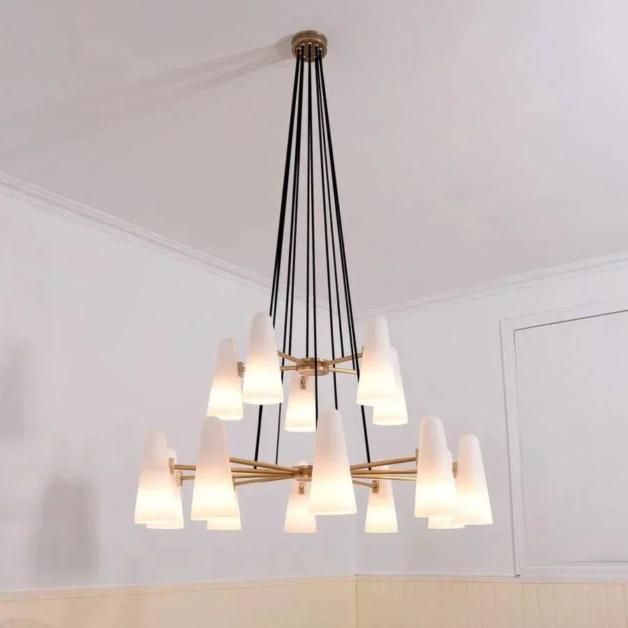 2 - Tier White Porcelain Round Chandelier - Briglighting