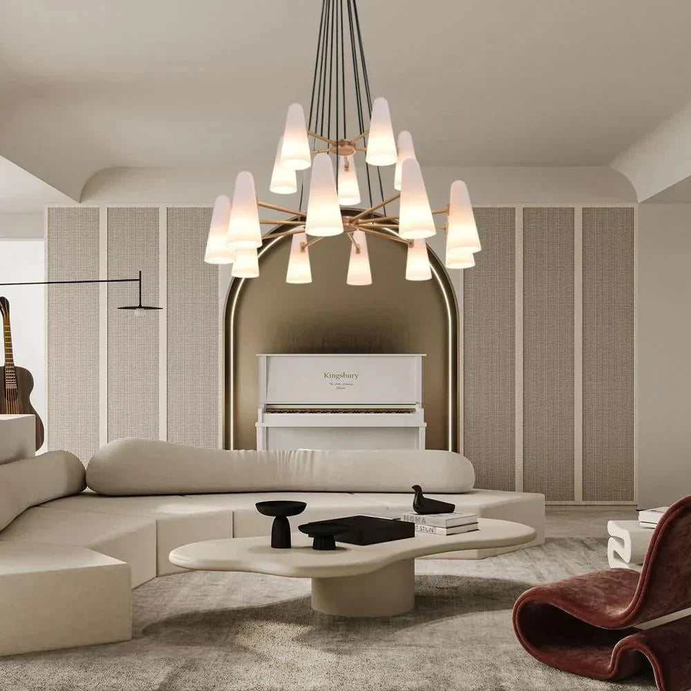 2 - Tier White Porcelain Round Chandelier - Briglighting