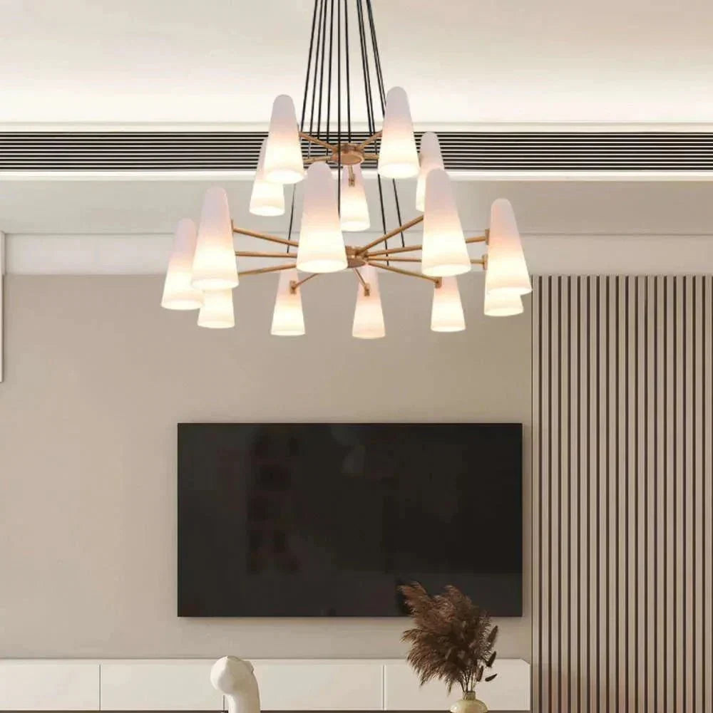 2 - Tier White Porcelain Round Chandelier - Briglighting