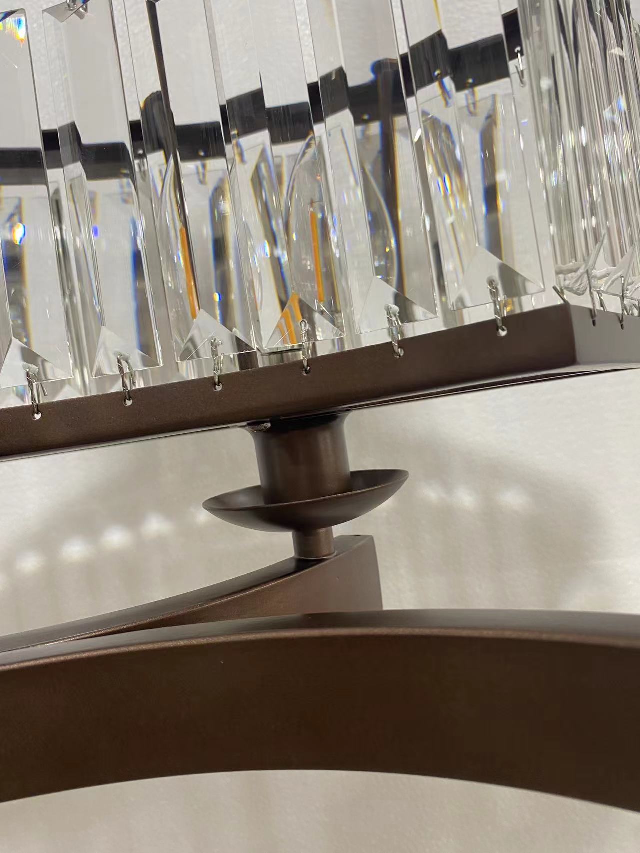 Decorative 6/ 8/ 10/ 12-Light Crystal Ceiling Chandelier Triangular Prism Island Light Fixture Metal Shade for Living Room-Briglighting