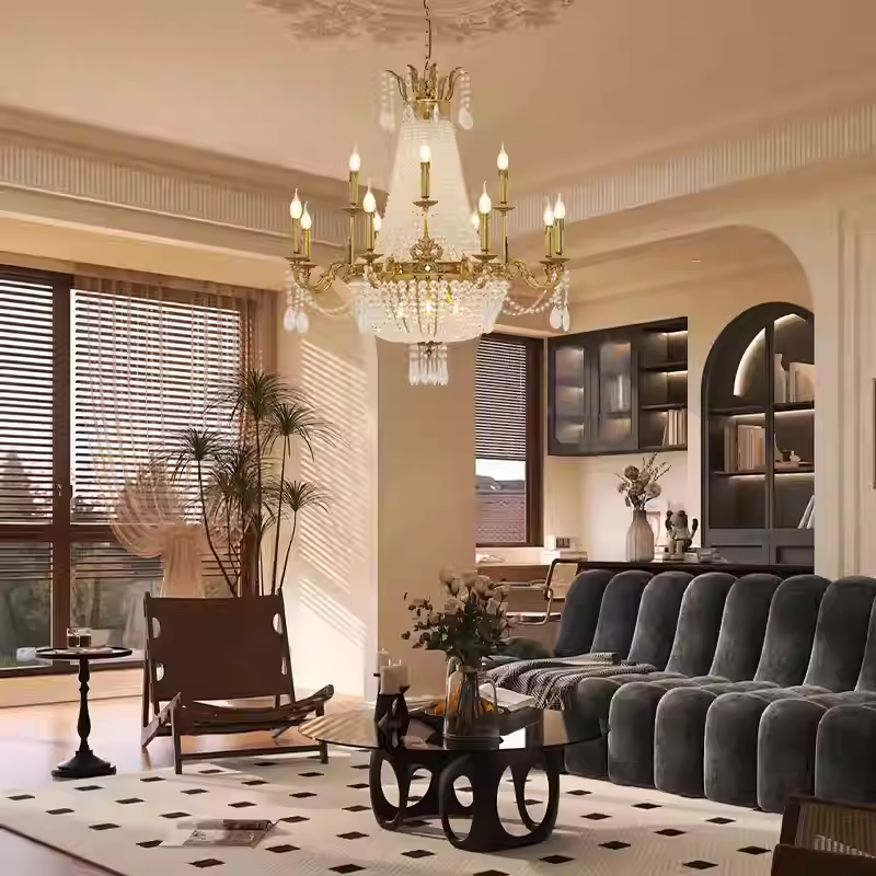 37X39 Inch 15 Lights French Empire Brass and Crystal Chandelier-Briglighting