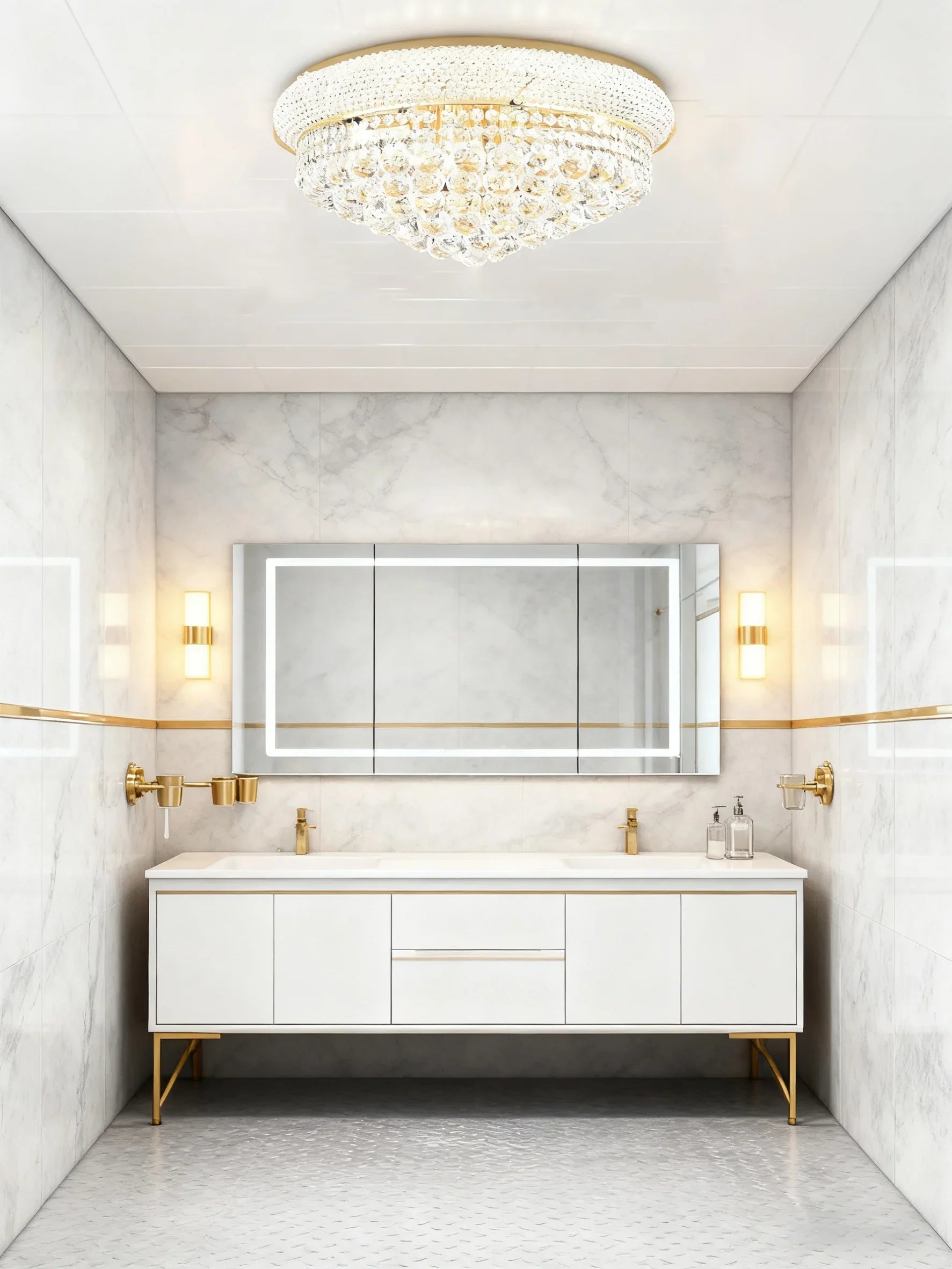 20'' Round Crystal Ceiling Light Empire Flush Mounted Crystal Chandelier-吸顶灯-Briglighting