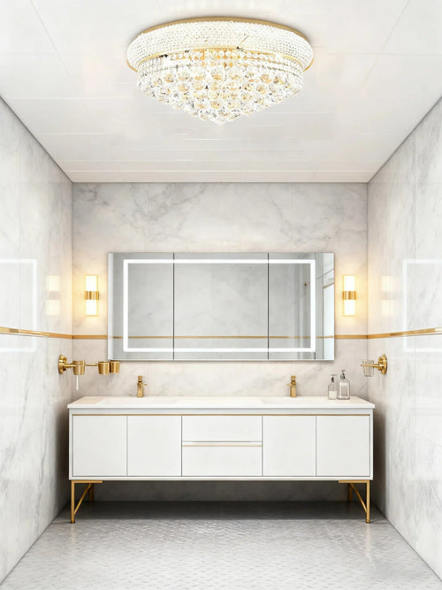 20'' Round Crystal Ceiling Light Empire Flush Mounted Crystal Chandelier-吸顶灯-Briglighting
